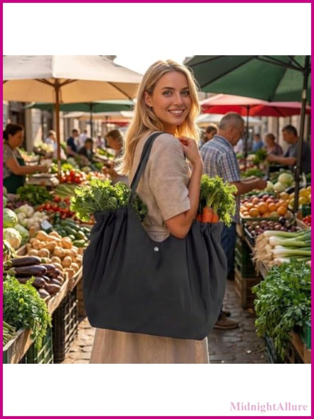 Foldable Large Capacity Tote Bag with Buckle - Shopping Bag